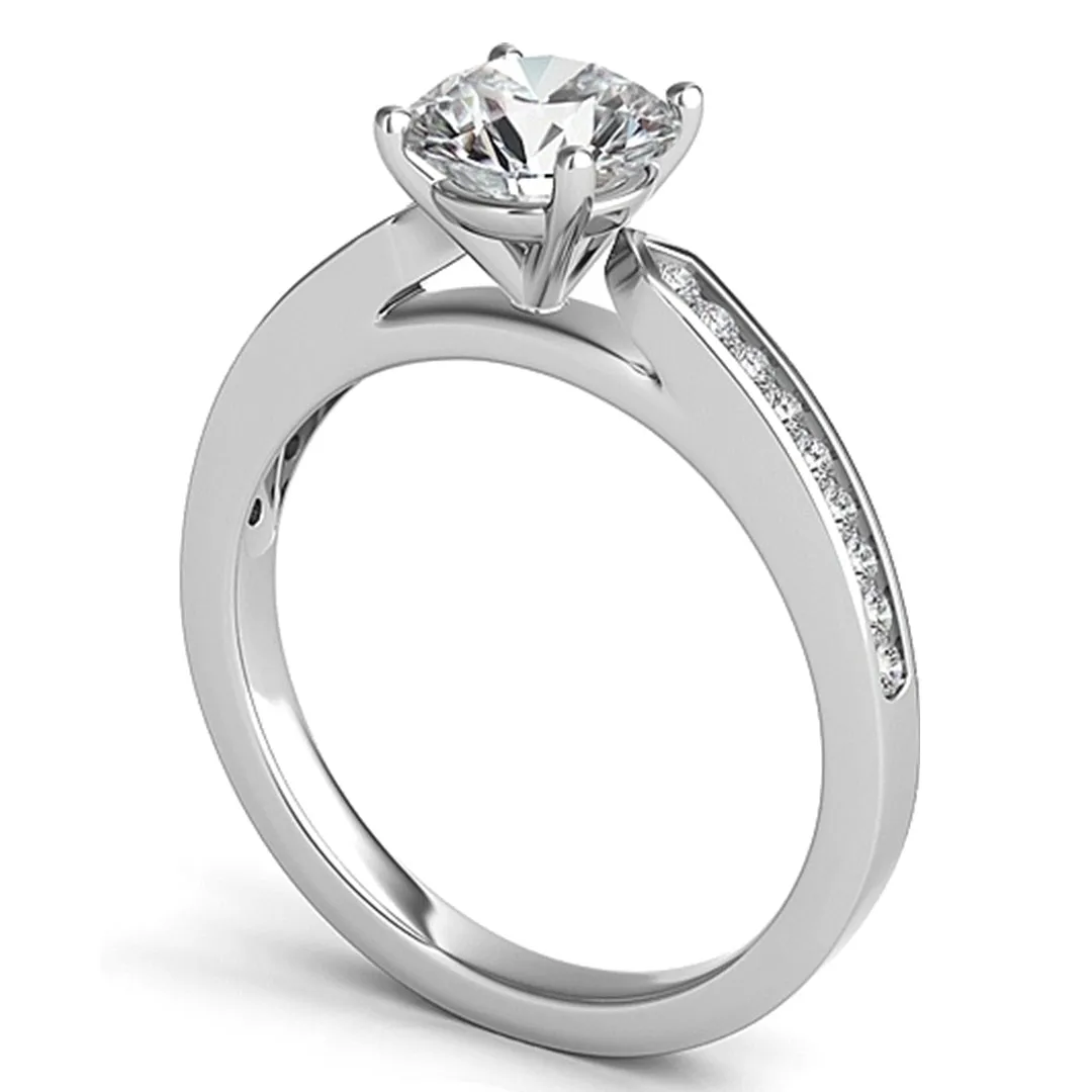 Round Brilliant Petite Channel-Set Diamond Engagement Ring