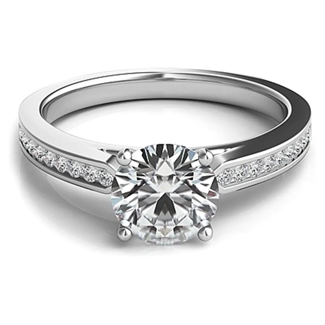 Round Brilliant Petite Channel-Set Diamond Engagement Ring