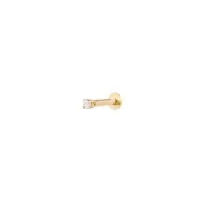Round Cubic Zirconia Cartilage Earring 2mm - Solid Gold