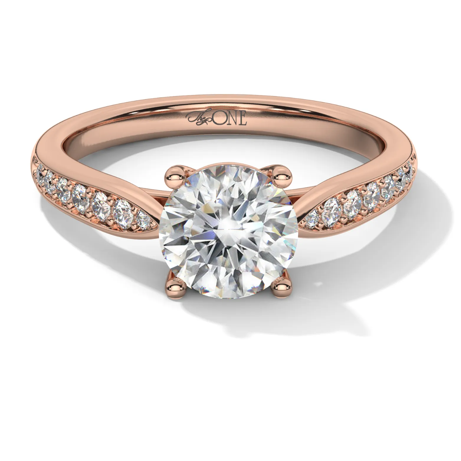 Round Diamond with Tapered Accent Stone Band
