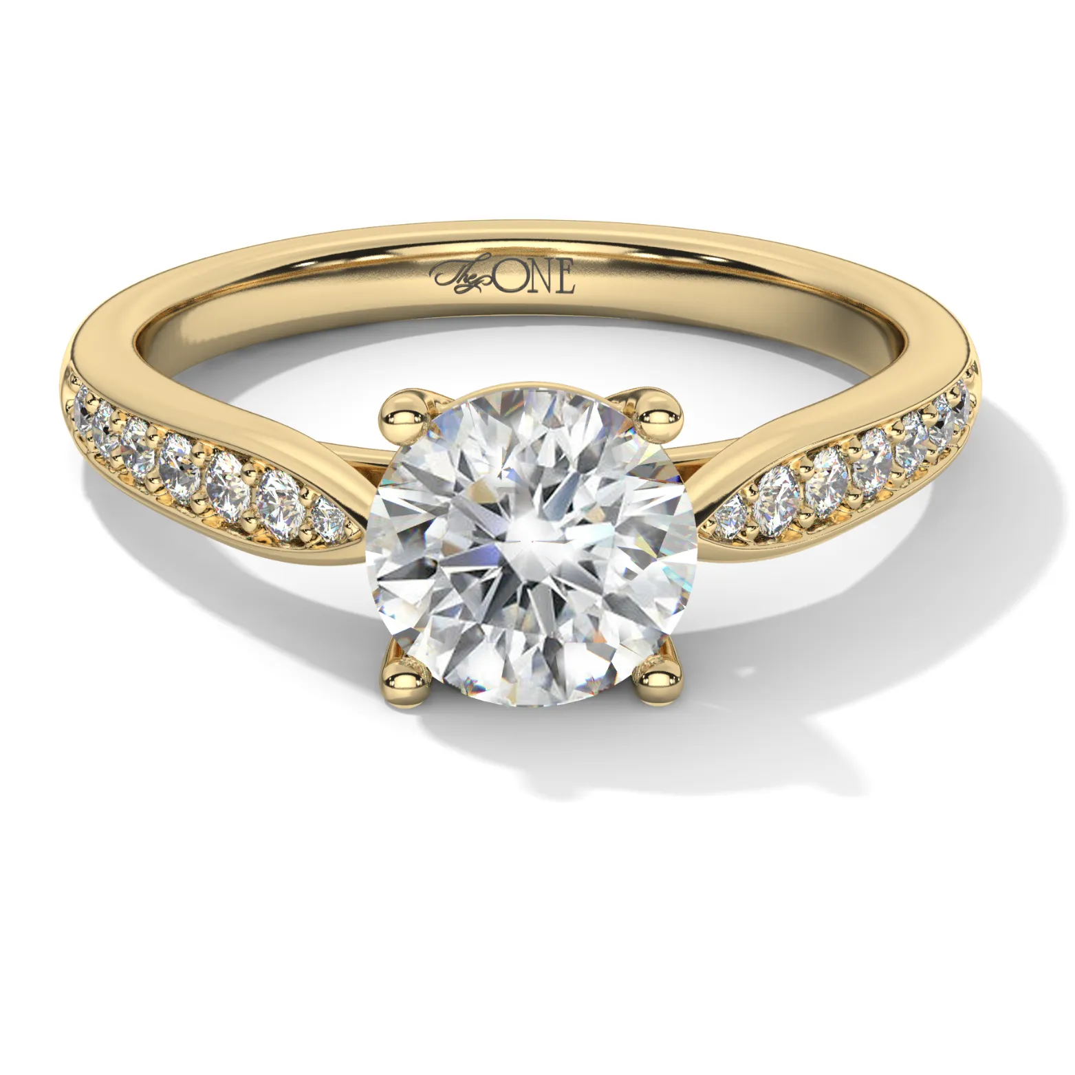 Round Diamond with Tapered Accent Stone Band