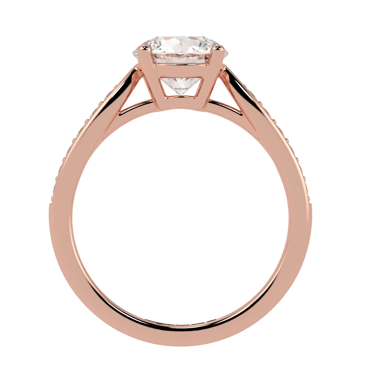 Round Diamond with Tapered Accent Stone Band