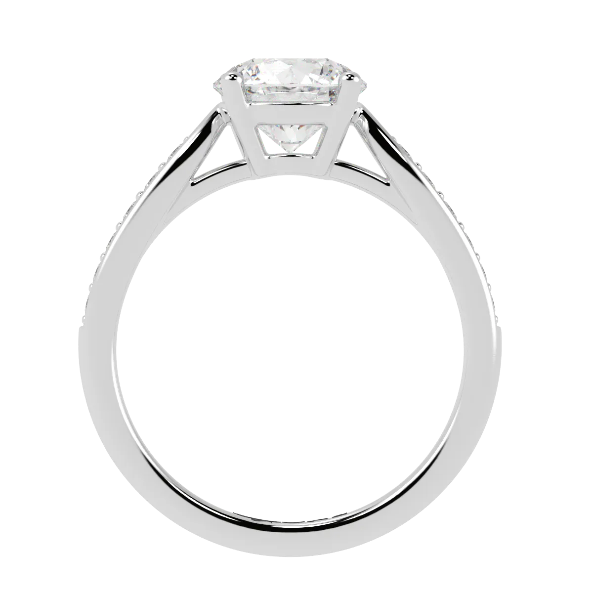 Round Diamond with Tapered Accent Stone Band