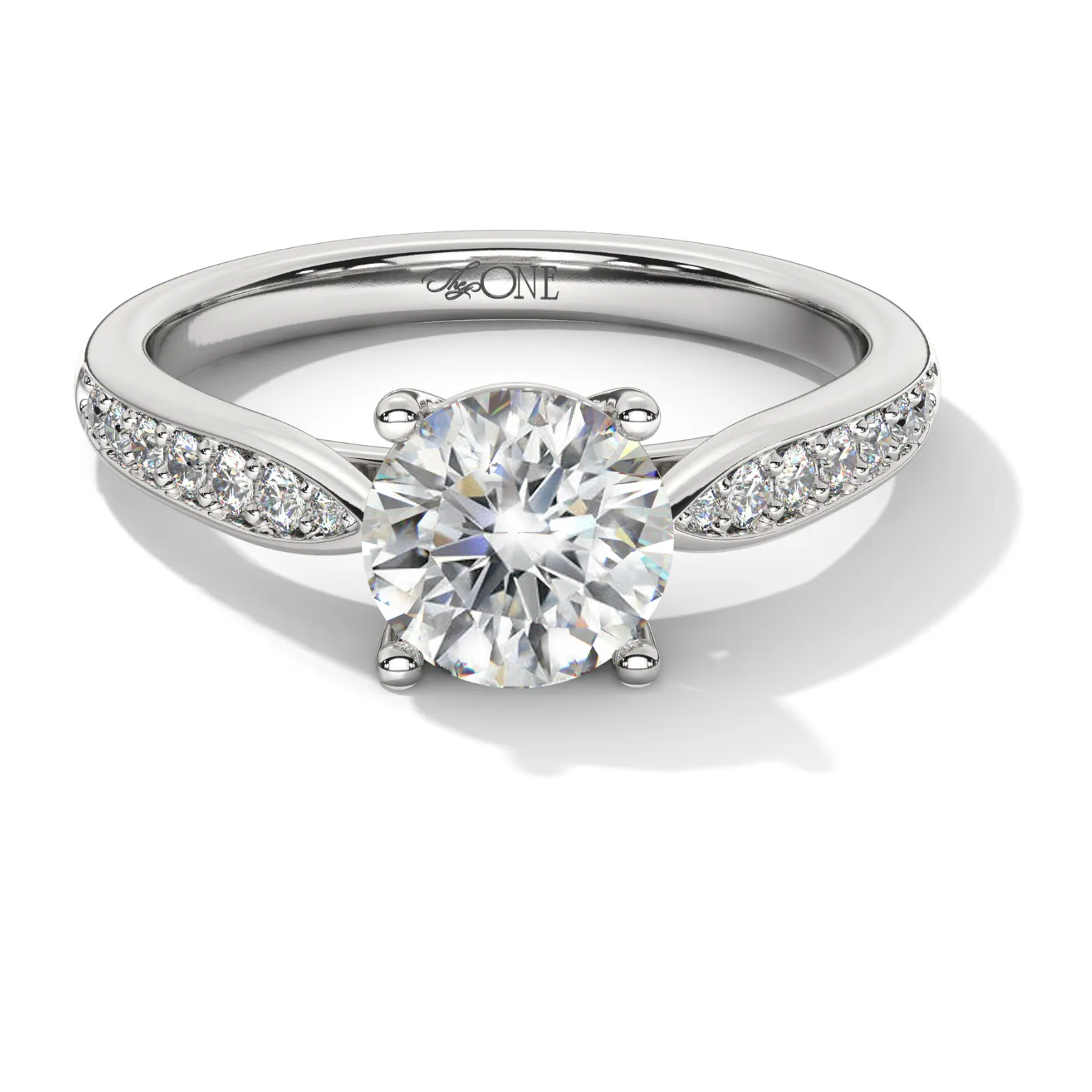 Round Diamond with Tapered Accent Stone Band