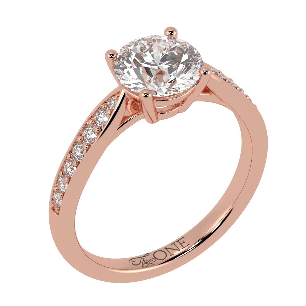Round Diamond with Tapered Accent Stone Band