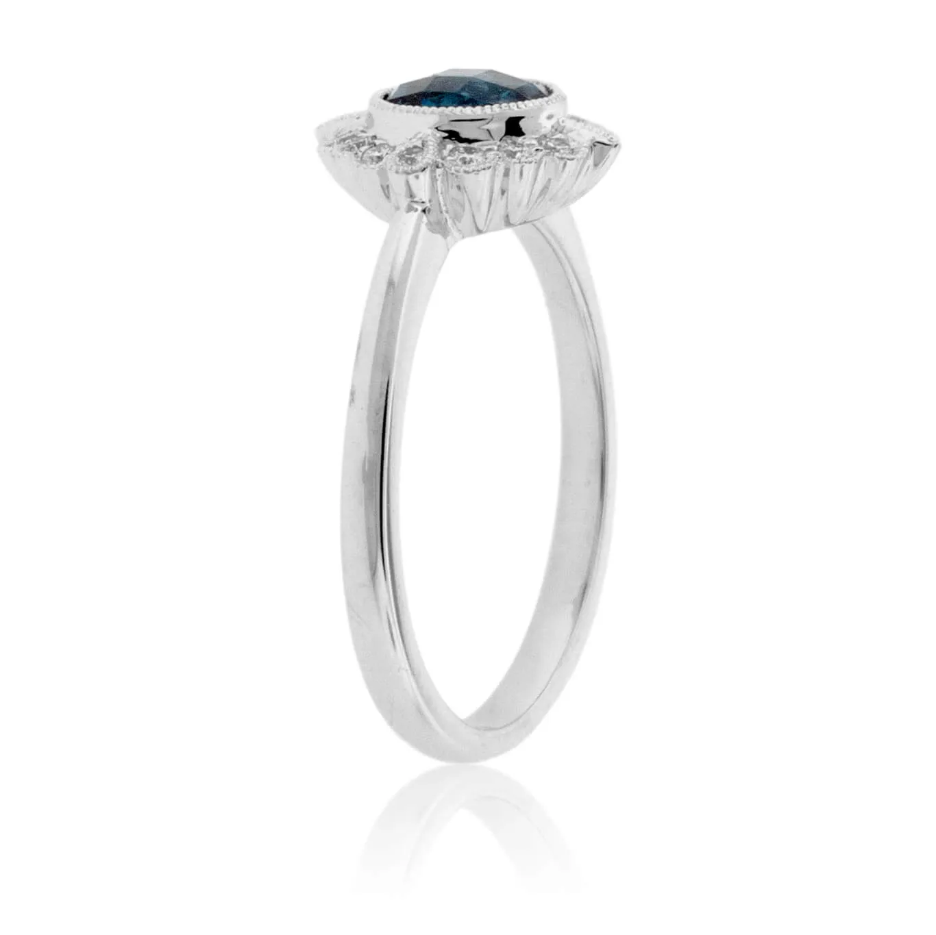Round London Blue Topaz Milgrain Style Ring