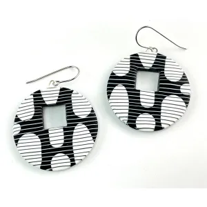 Round Window Earrings - Black and White