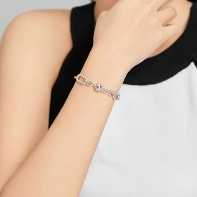 Round with Heart Bead & Paper Clips Bracelet