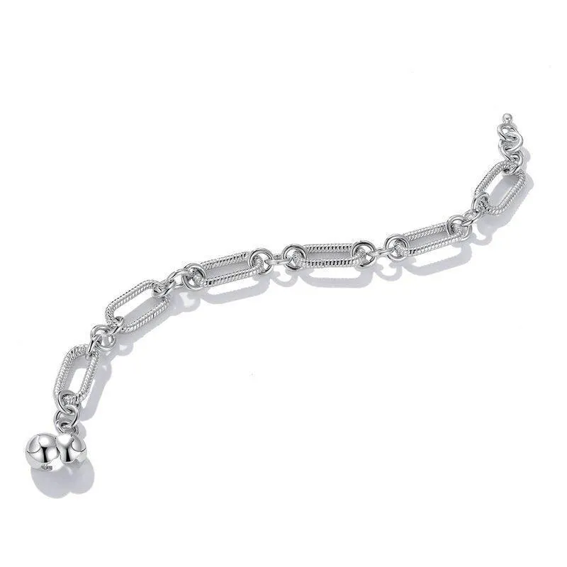 Round with Heart Bead & Paper Clips Bracelet