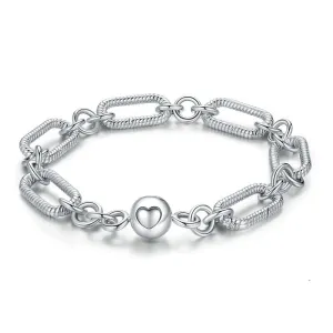 Round with Heart Bead & Paper Clips Bracelet