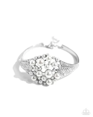 Royal Red Carpet - White - Pearl and Rhinestone Cluster Paparazzi Lobster Claw Bracelet