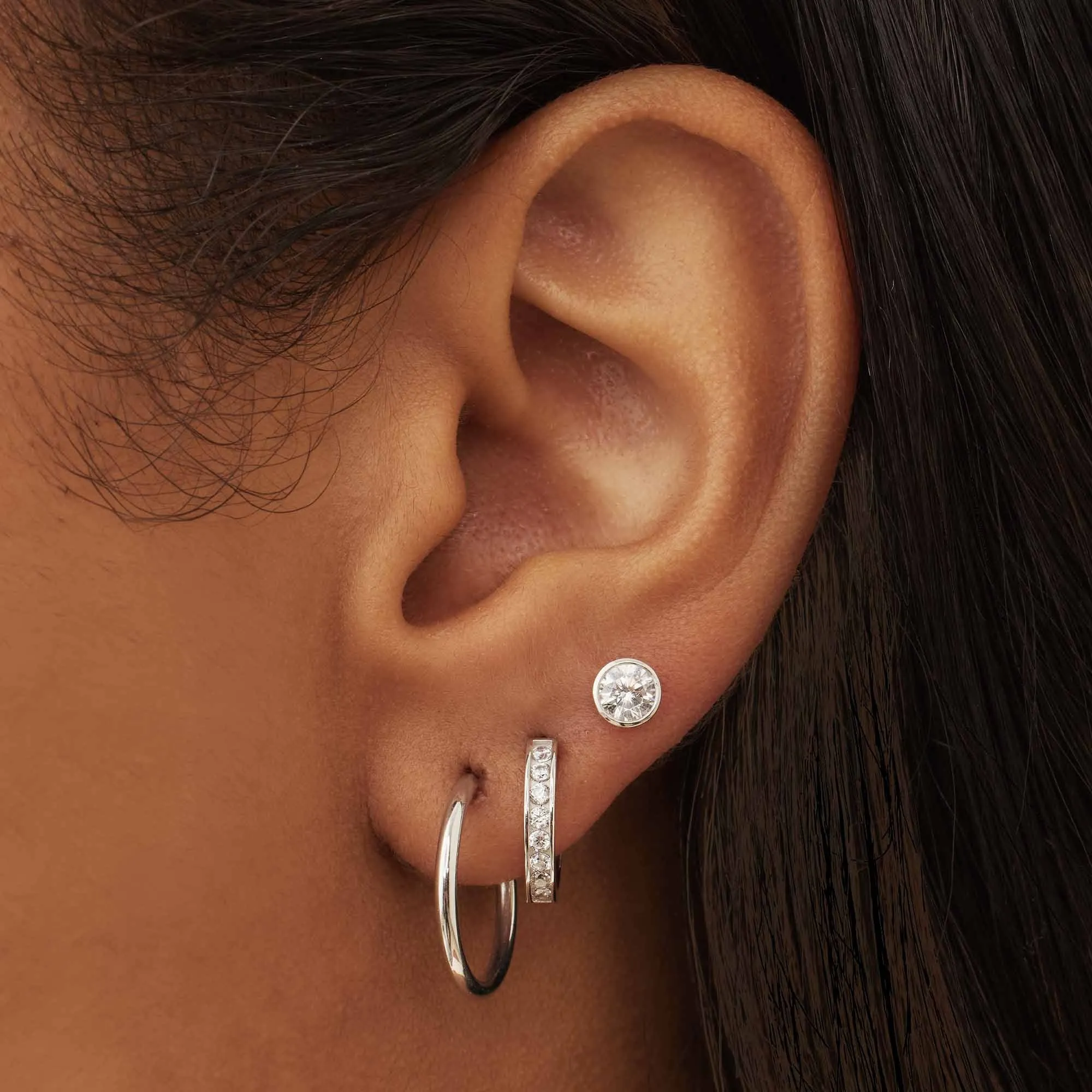 Saint Germain Cerise 14 karat white gold hoop earrings 14 mm