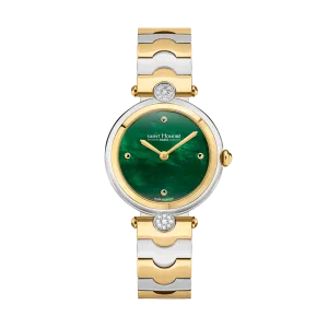 Saint Honore City Of Lights Women's Green MOP Dial Silver Gold Watch