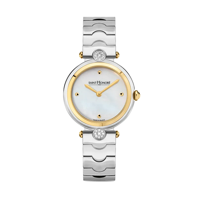 Saint Honore City of Lights Women's Silver MOP Dial Gold Bazel Silver Watch