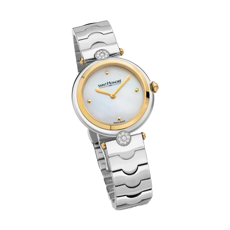 Saint Honore City of Lights Women's Silver MOP Dial Gold Bazel Silver Watch
