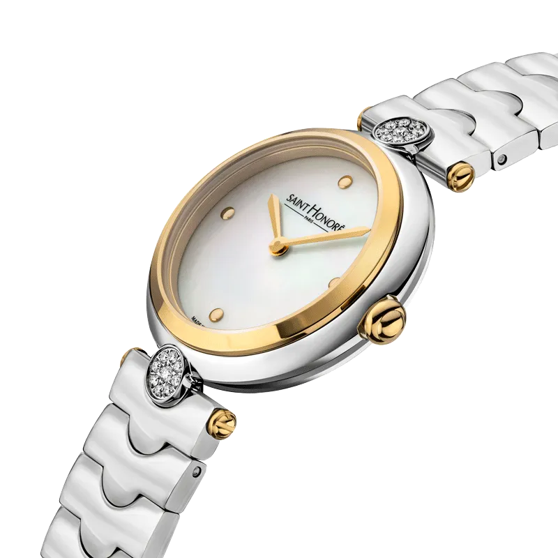 Saint Honore City of Lights Women's Silver MOP Dial Gold Bazel Silver Watch