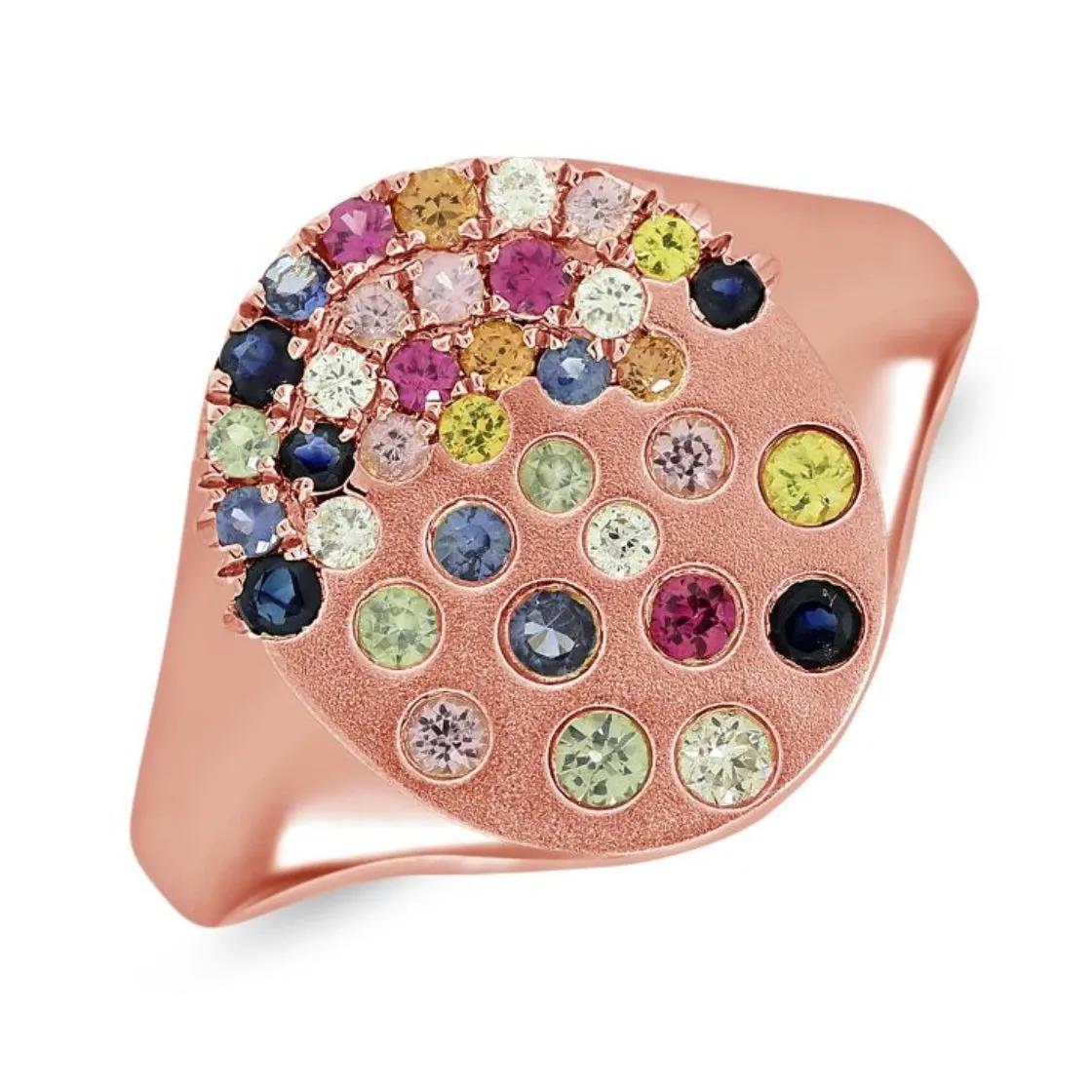 Scattered Oval Gemstones Confetti Signet Ring