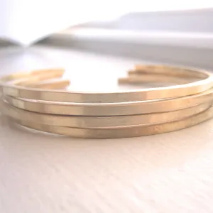 Set of 4 Brass Hand-Made Adjustable Square Cuff Bangle Bracelets With Rounded Ends - 0133