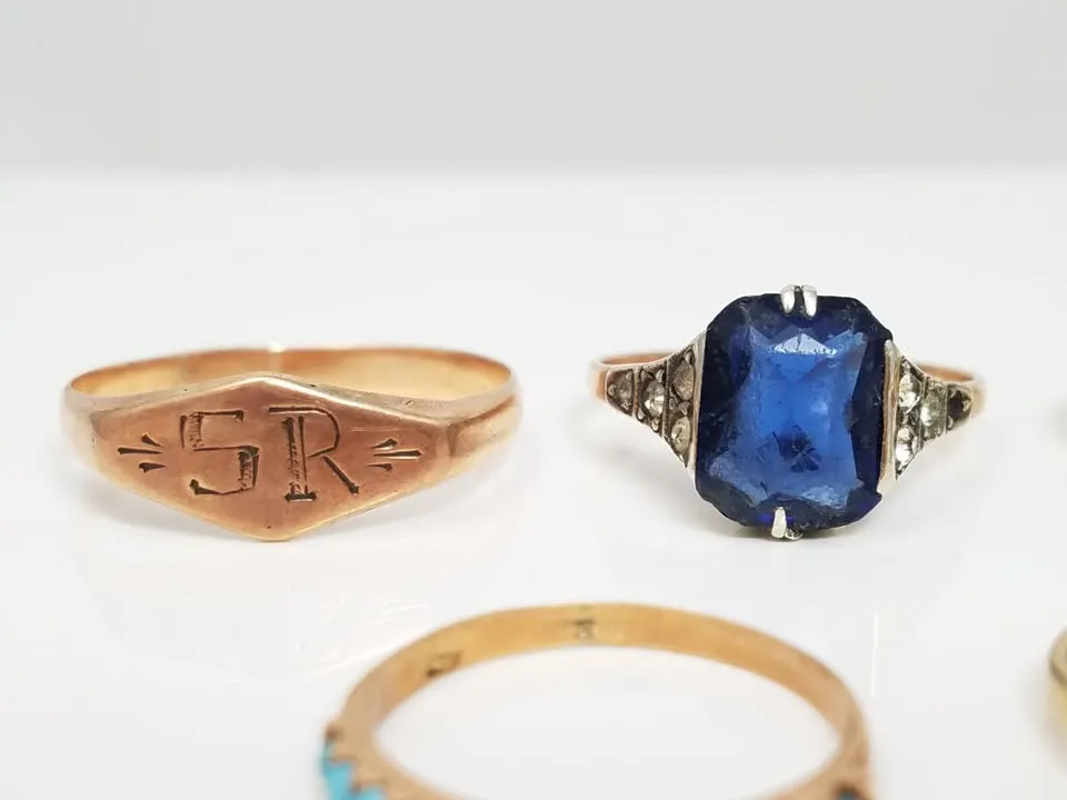 Seven Vintage 8k & 9k Gold Ring Lot To Restore