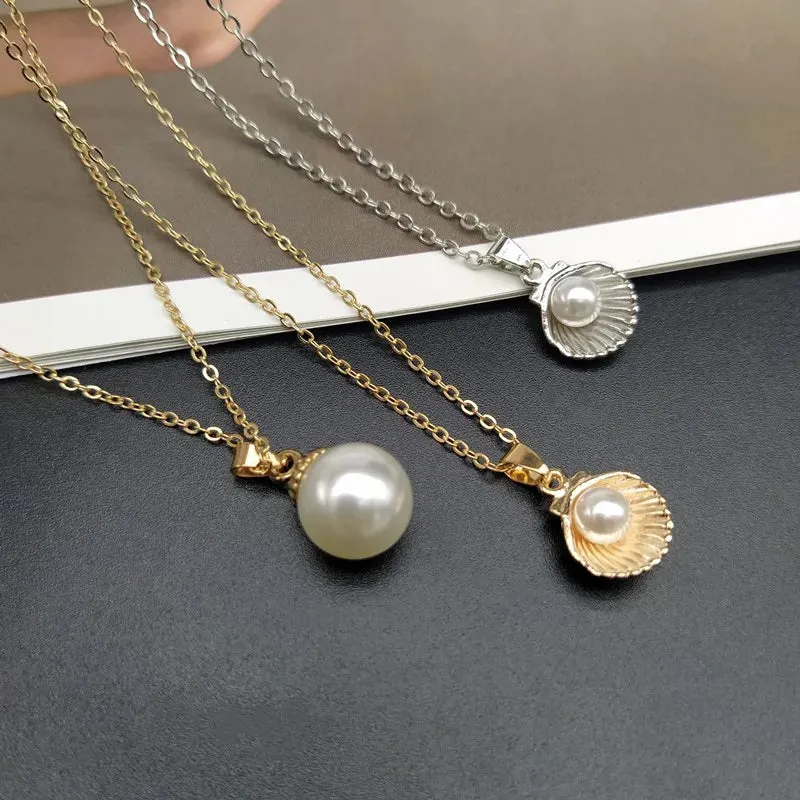 Shell Imitation Pearl Pendant Necklace For Women Fashion Collar Neck Jewelry