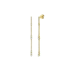Shy Creation Pave Diamond Linear Drop Earrings