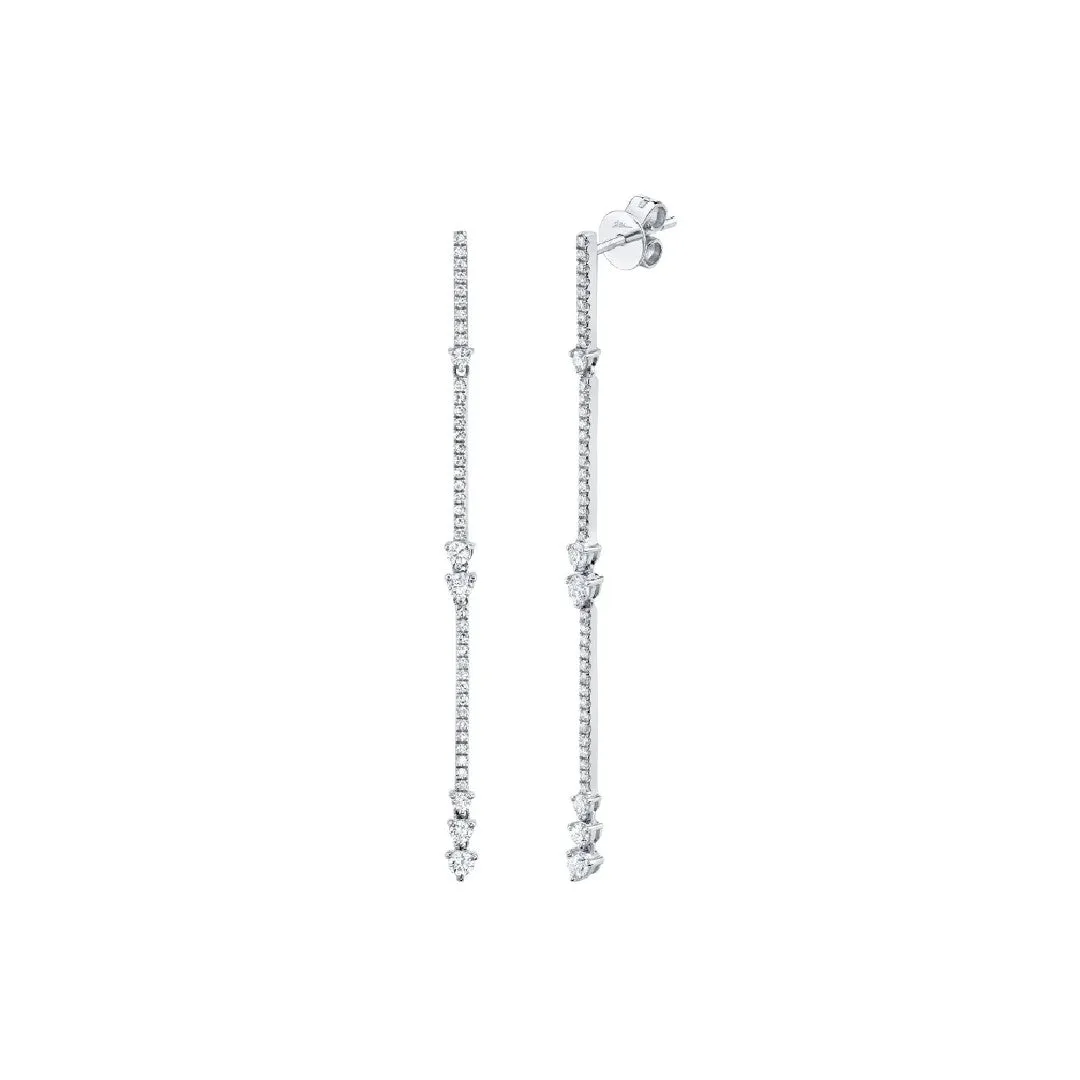 Shy Creation Pave Diamond Linear Drop Earrings