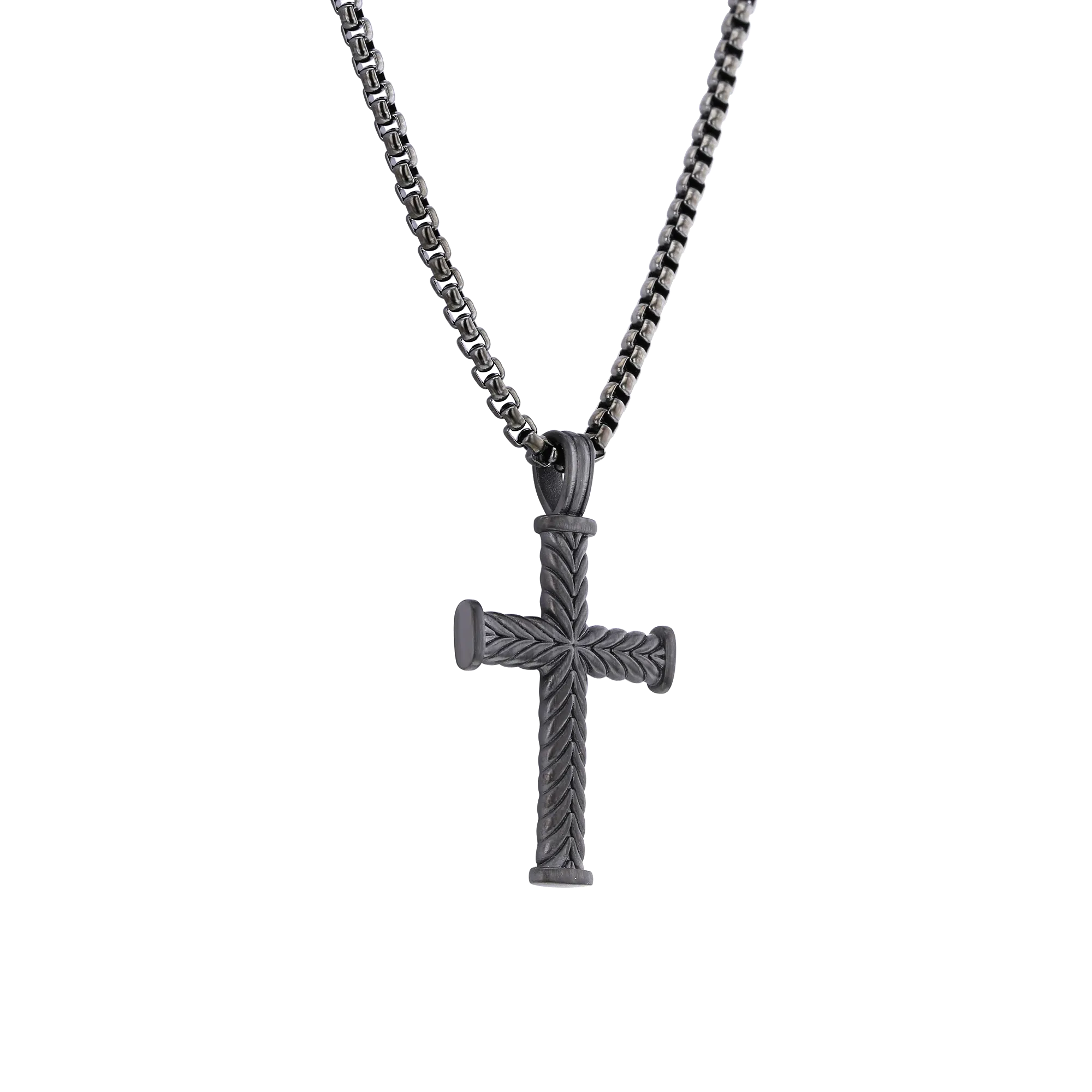Silas Stainless Steel Chevron Cross Necklace