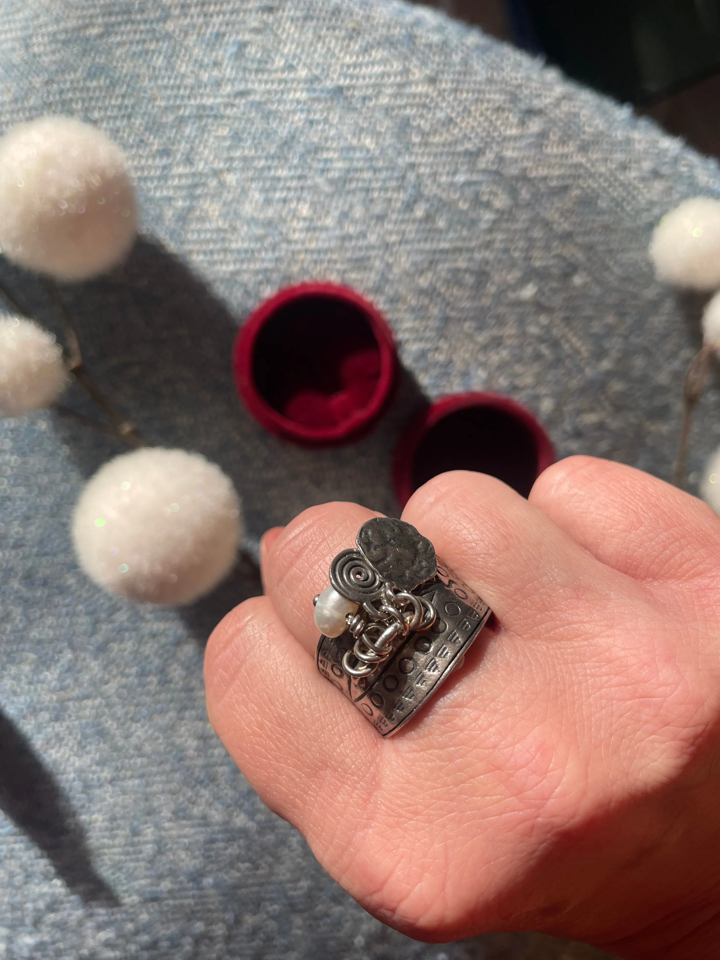 Silpada Coin and Pearl Cha Cha Sterling Silver Ring