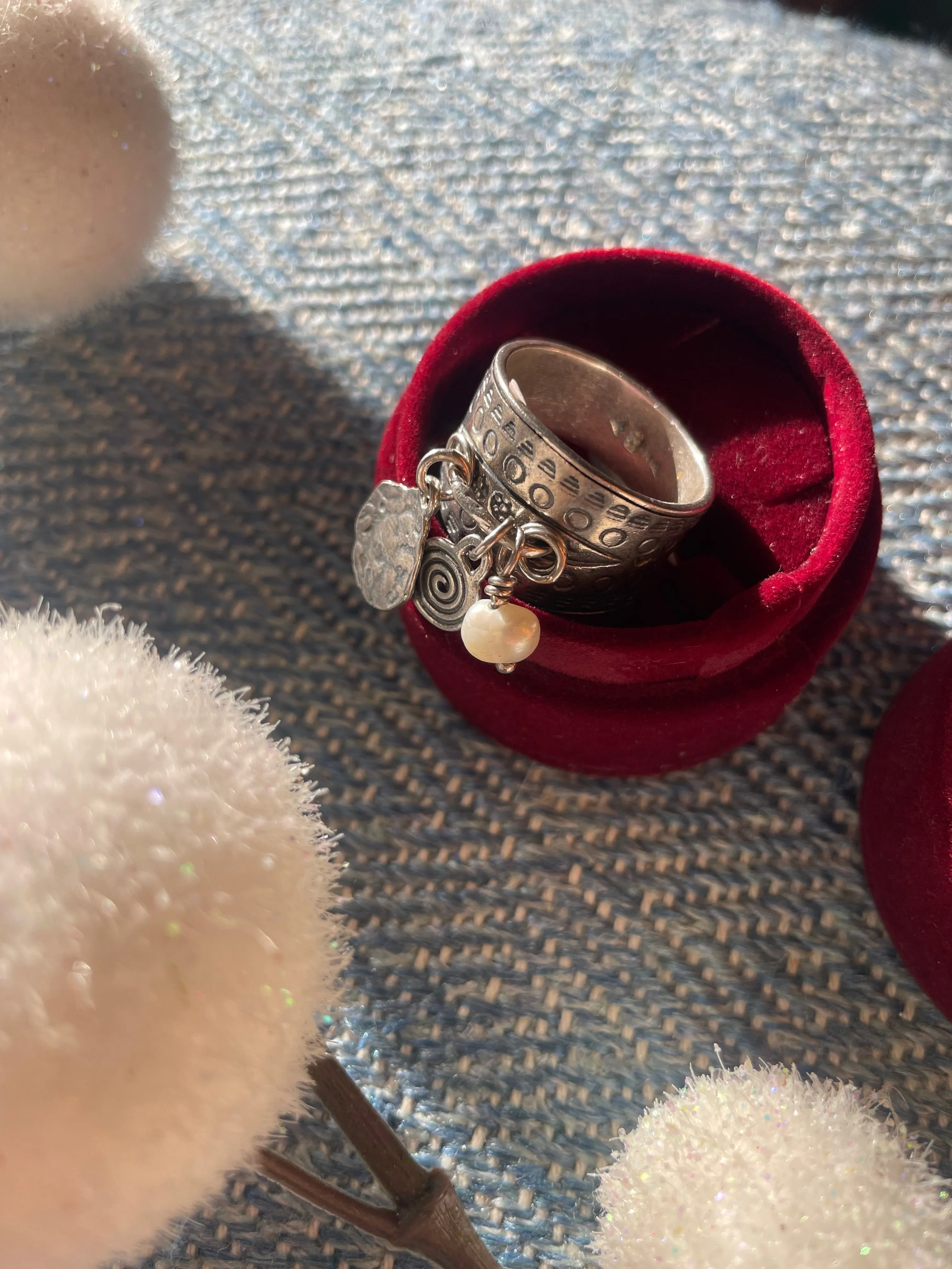 Silpada Coin and Pearl Cha Cha Sterling Silver Ring