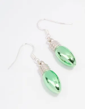 Silver Christmas Light Bulb Drop Earrings