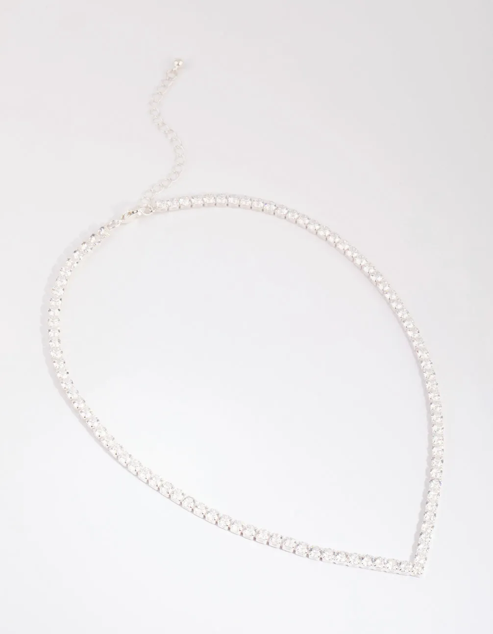 Silver Cubic Zirconia Cupchain Point Tennis Necklace