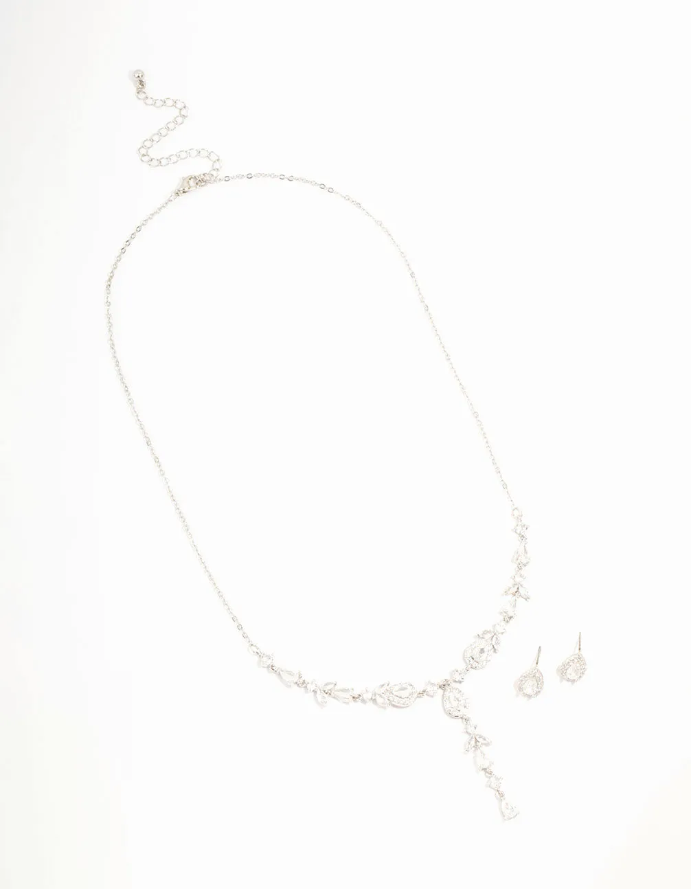 Silver Cubic Zirconia Vine Necklace & Earrings Set