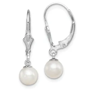 Silver Fresh Water Pearl Leverback Earrings