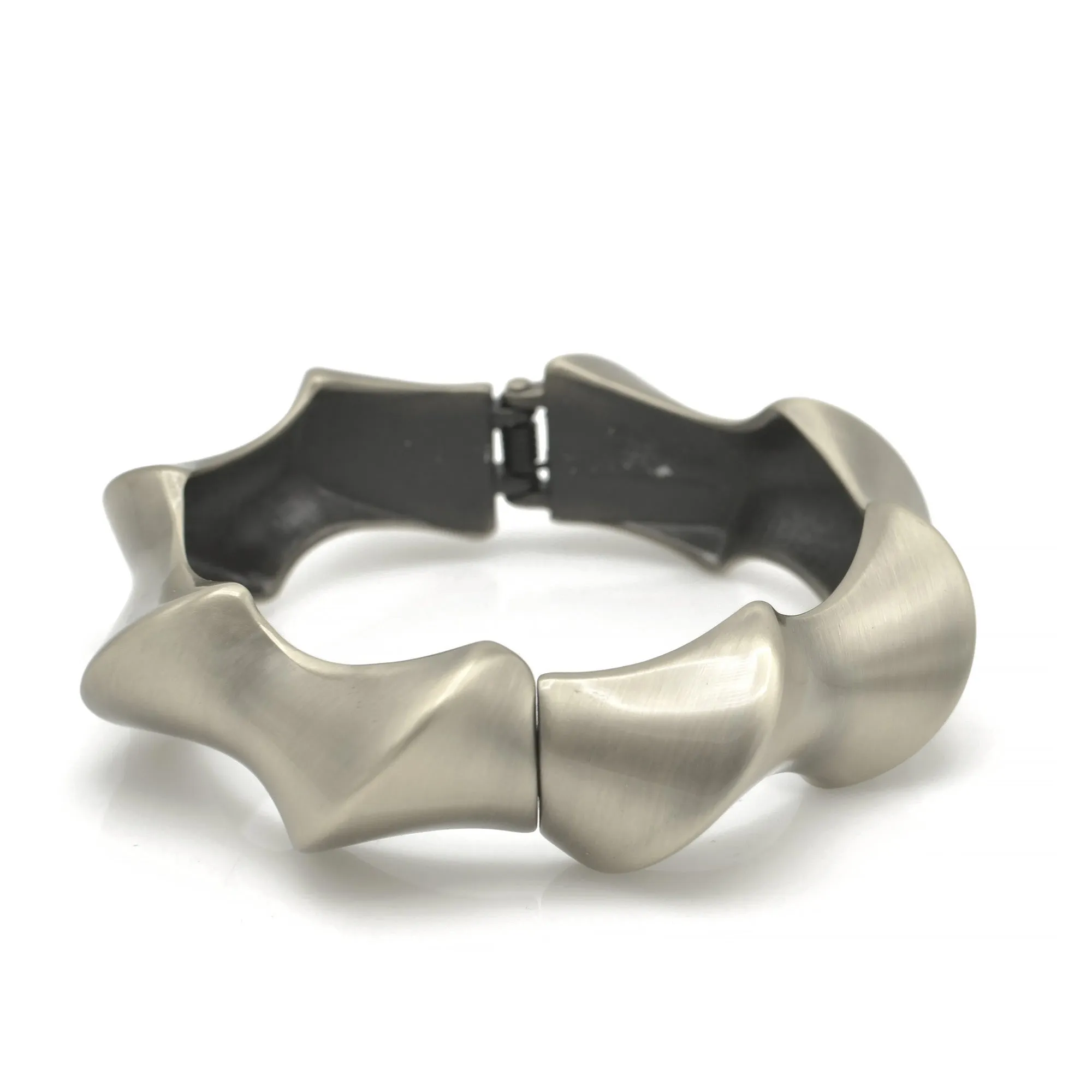 SILVER OXIDIZED MATTE FINISHED TWISTED HINGED BRACELET #FW-B9067S