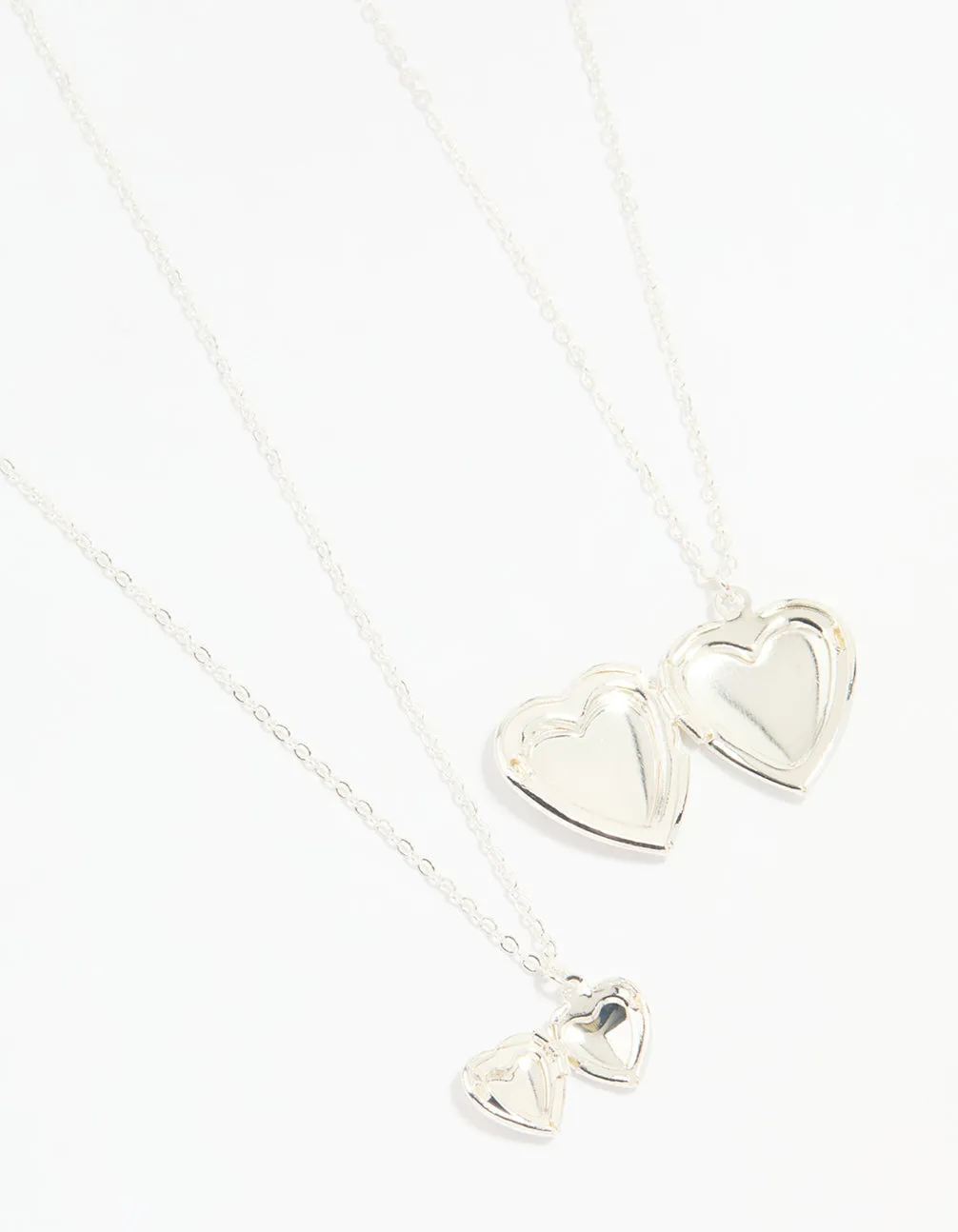 Silver Plated Heart Pendant Necklaces 2-Pack