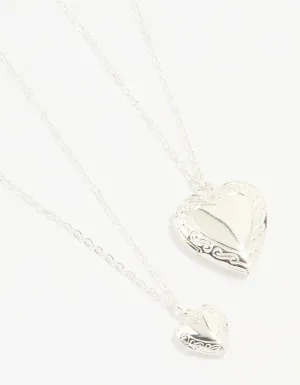 Silver Plated Heart Pendant Necklaces 2-Pack