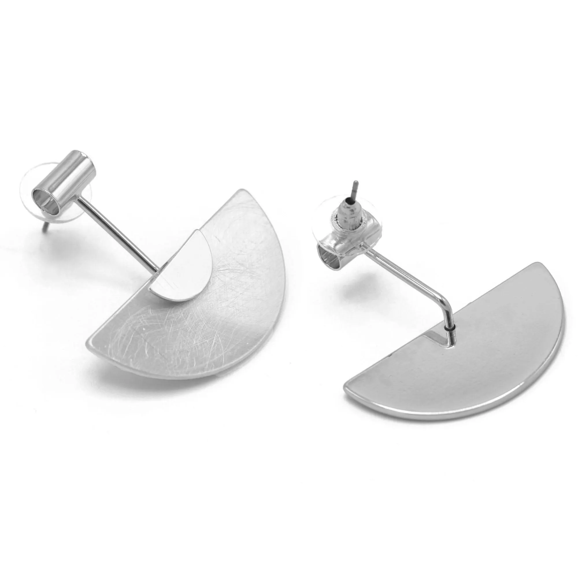 Silver Semi Circle Drop Earrings #SQGN-07020528S (NH4)