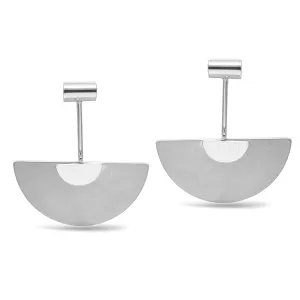 Silver Semi Circle Drop Earrings #SQGN-07020528S (NH4)