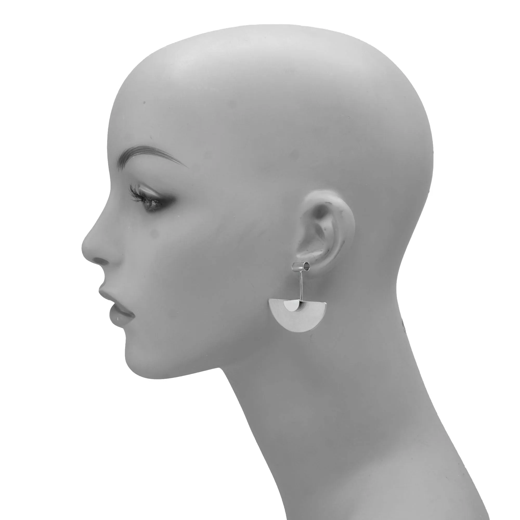 Silver Semi Circle Drop Earrings #SQGN-07020528S (NH4)