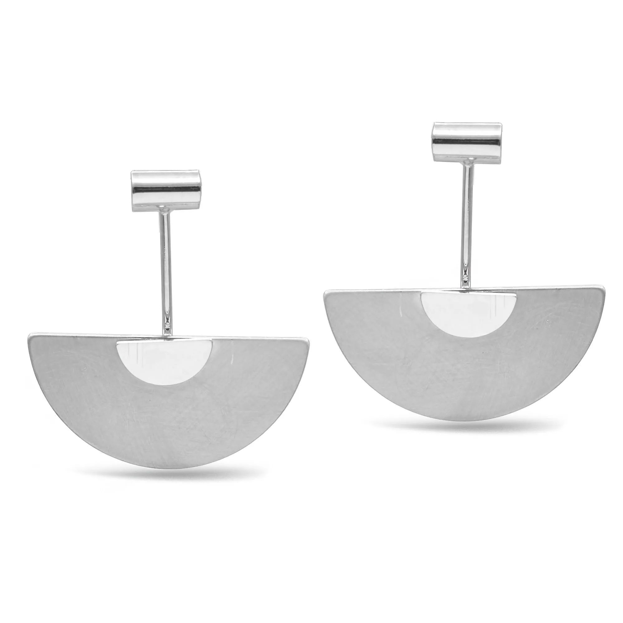 Silver Semi Circle Drop Earrings #SQGN-07020528S (NH4)