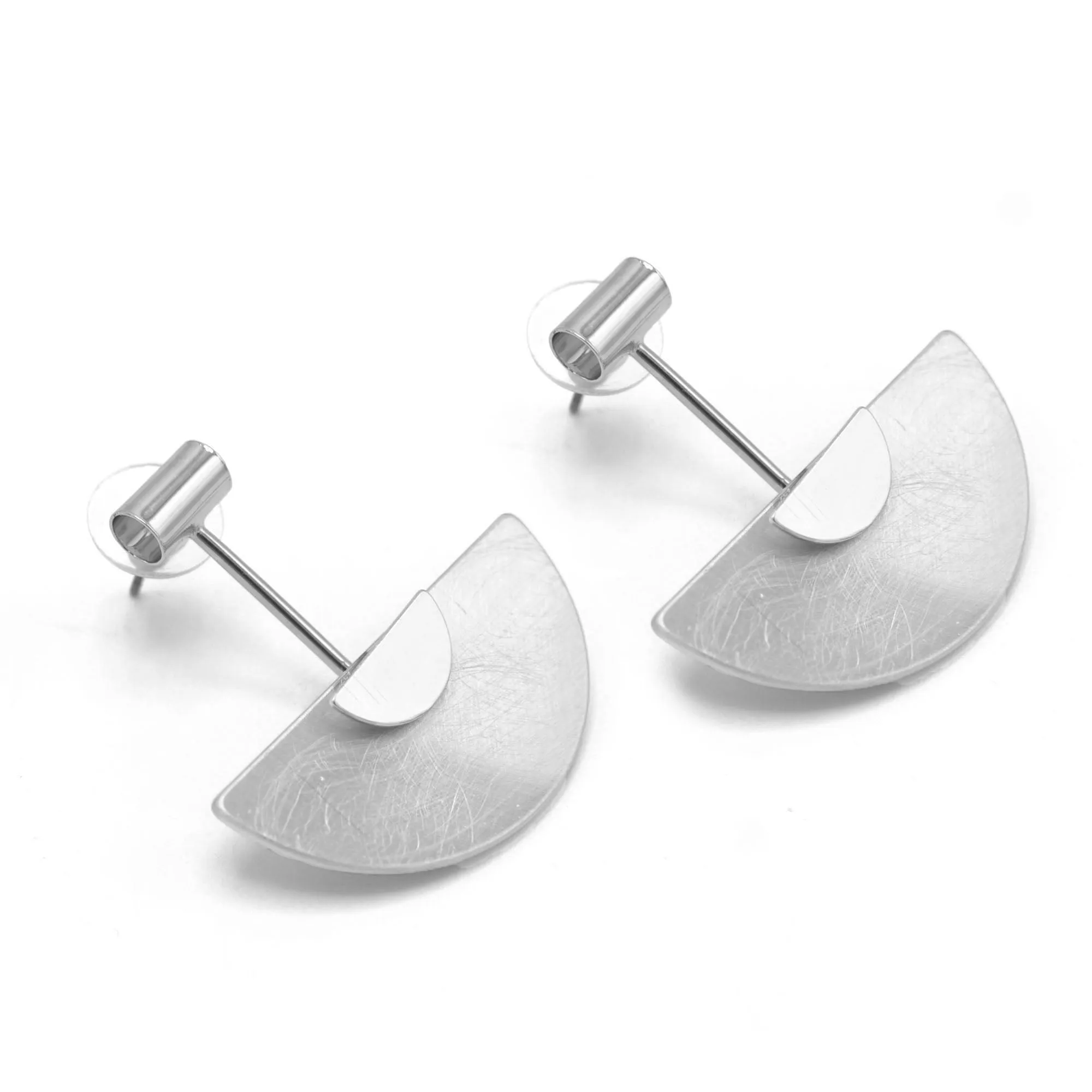 Silver Semi Circle Drop Earrings #SQGN-07020528S (NH4)