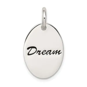 Silver Solid Polished Enamel Dream Oval Charm