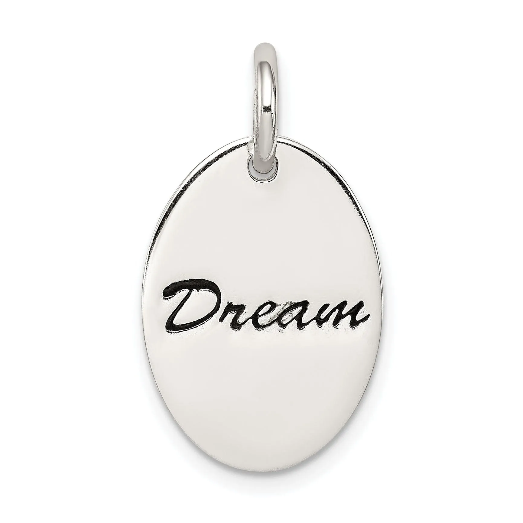 Silver Solid Polished Enamel Dream Oval Charm
