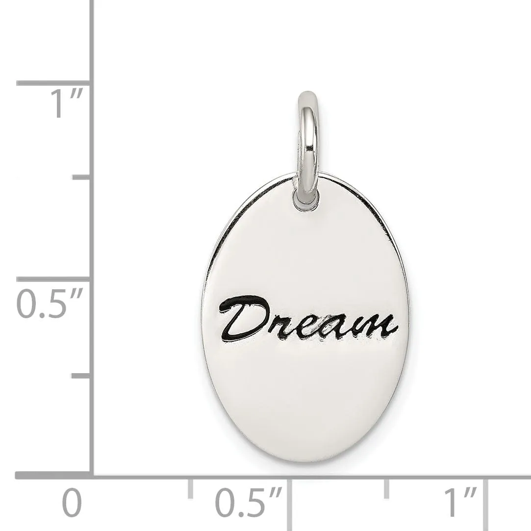 Silver Solid Polished Enamel Dream Oval Charm