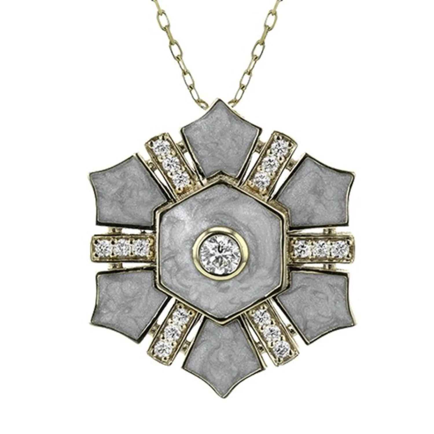 Simon G. Contemporary White Enamel Diamond Pendant