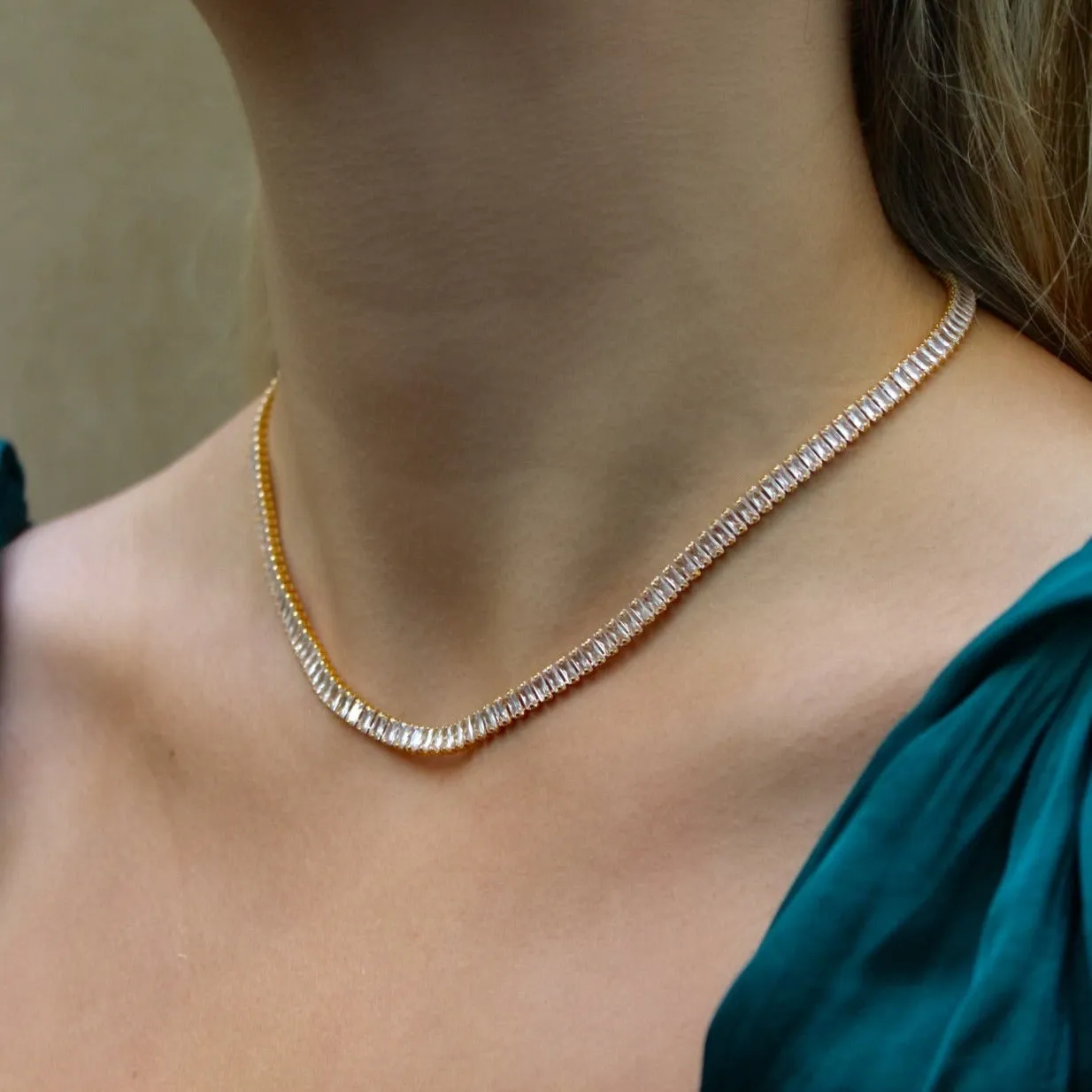 Sloan Baguette Tennis Necklace