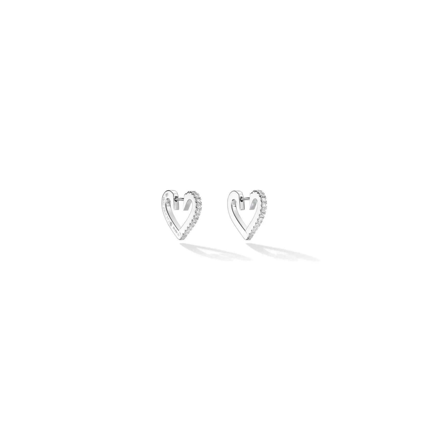 Small Endless White Diamond Heart Hoop Earrings