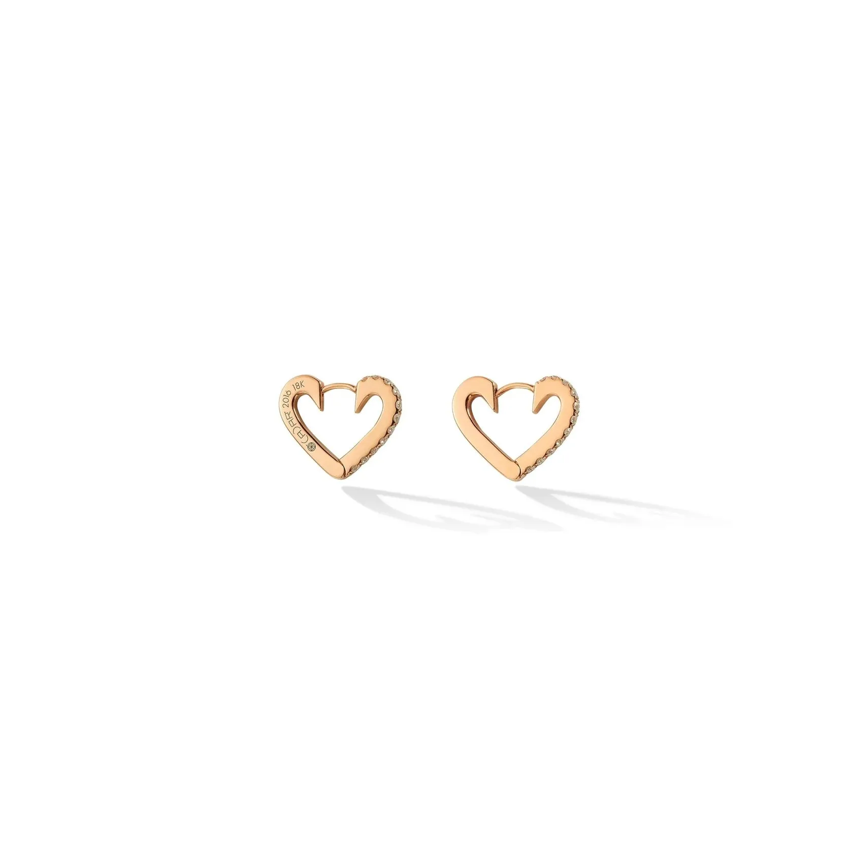 Small Endless White Diamond Heart Hoop Earrings