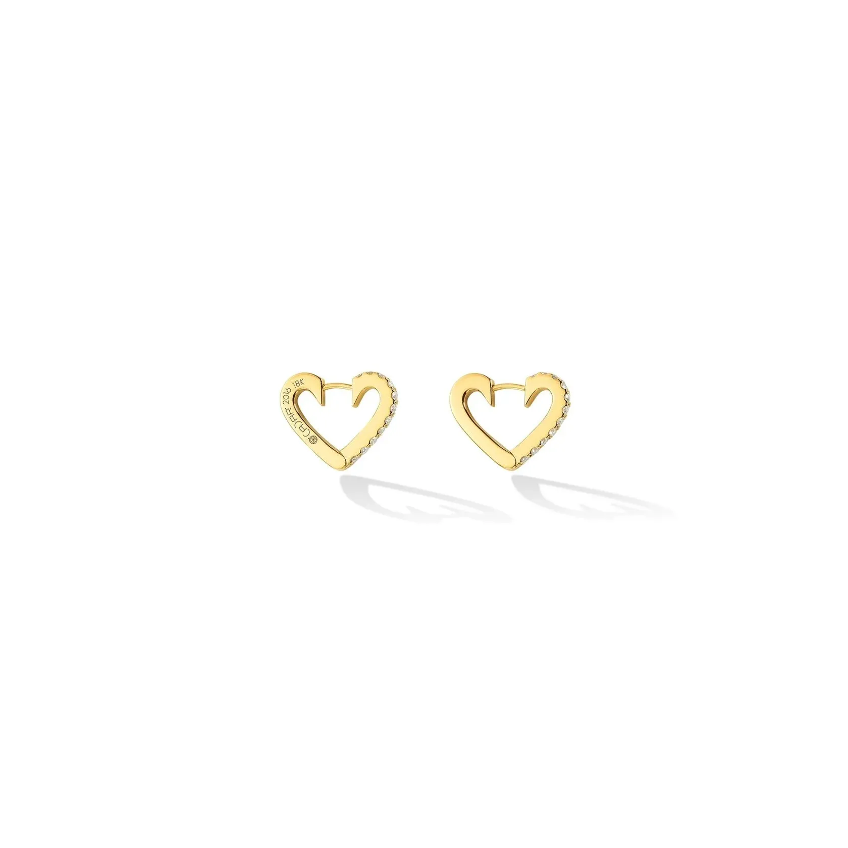 Small Endless White Diamond Heart Hoop Earrings