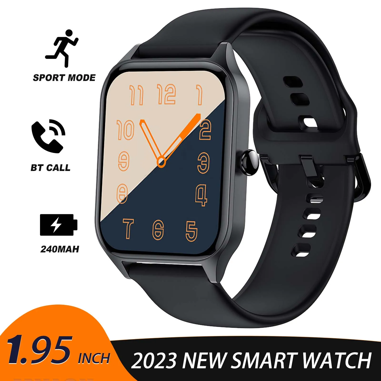 Smart Watch for Men Make/Answer Calls 1.95" HD Big Screen Smartwatch Compatible with iPhone Android Phones Waterproof Fitness Tracker 100  Sports Modes Watch with Heart Rate Sleep Monitor Pedometer
